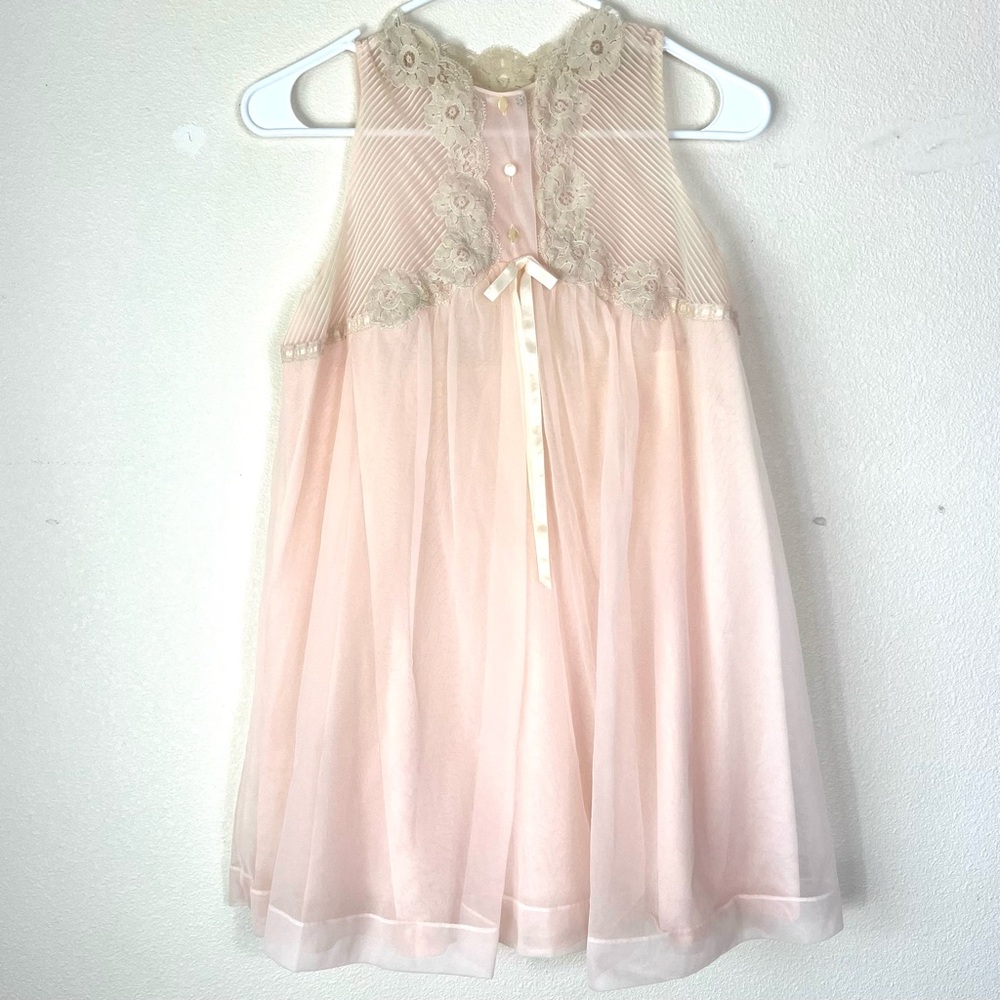 60s Gossard Artemis baby pink chiffon mini slip dress women’s size small